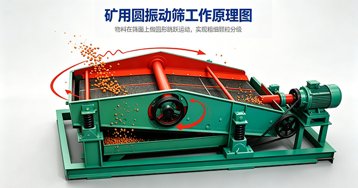 矿用圆形振动筛工作原理图